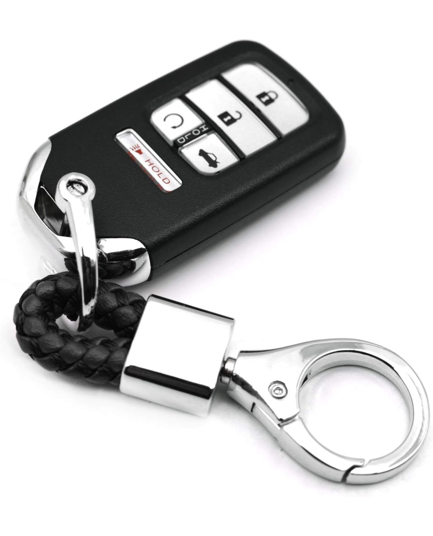 Keycare Car Key Fob Keychains Leather Keys Chain Holder with D-Ring with Screwdriver and Key Rings | Style04 | Black