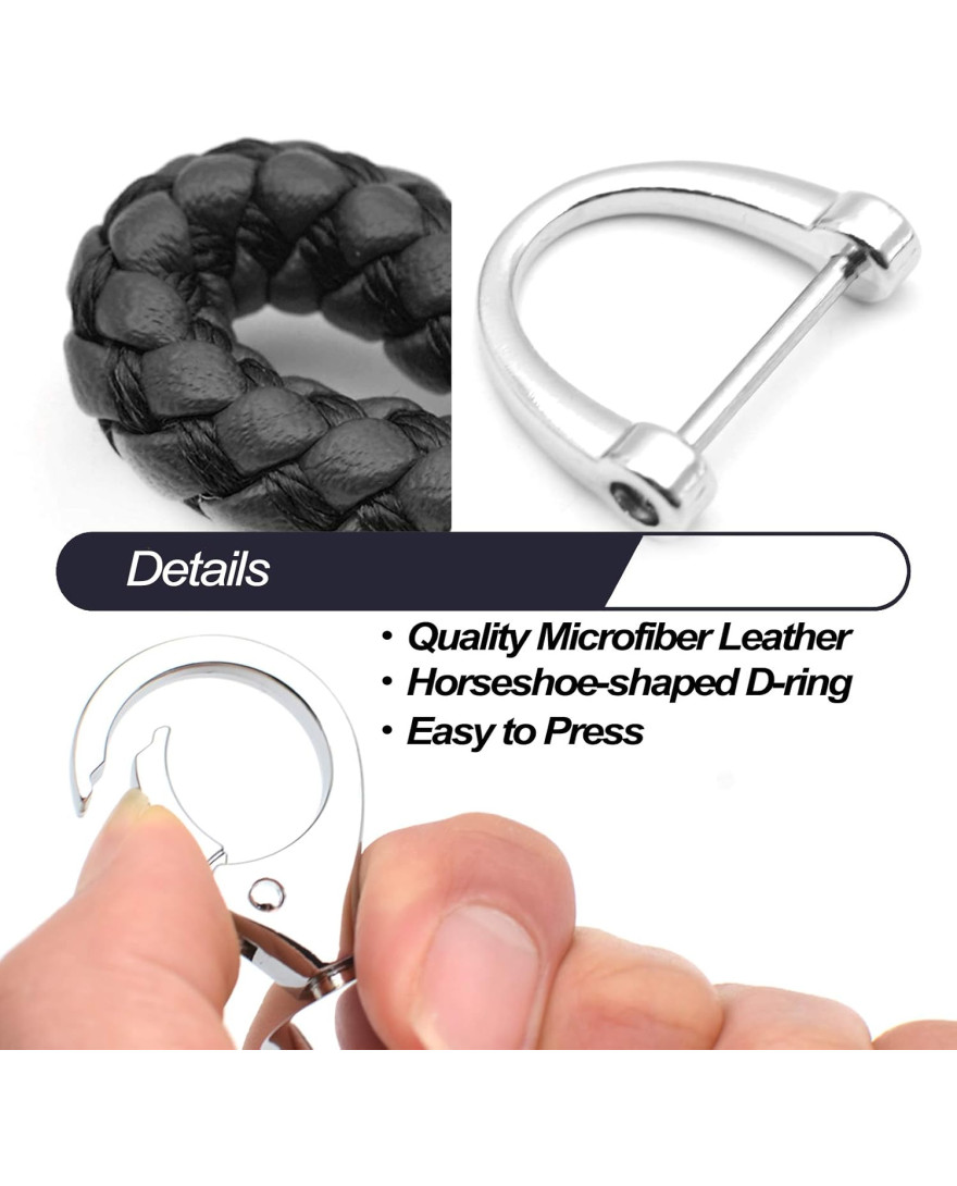 Keycare Car Key Fob Keychains Leather Keys Chain Holder with D-Ring with Screwdriver and Key Rings Style04