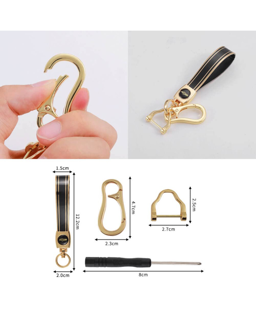 Keycare TPU Car Keychain for Multifunctional Key Chain Holder Keyring with Anti Lost Screw And 360 Rotatable Swivel Key Fob Holder Accessories for Car | Gold Black