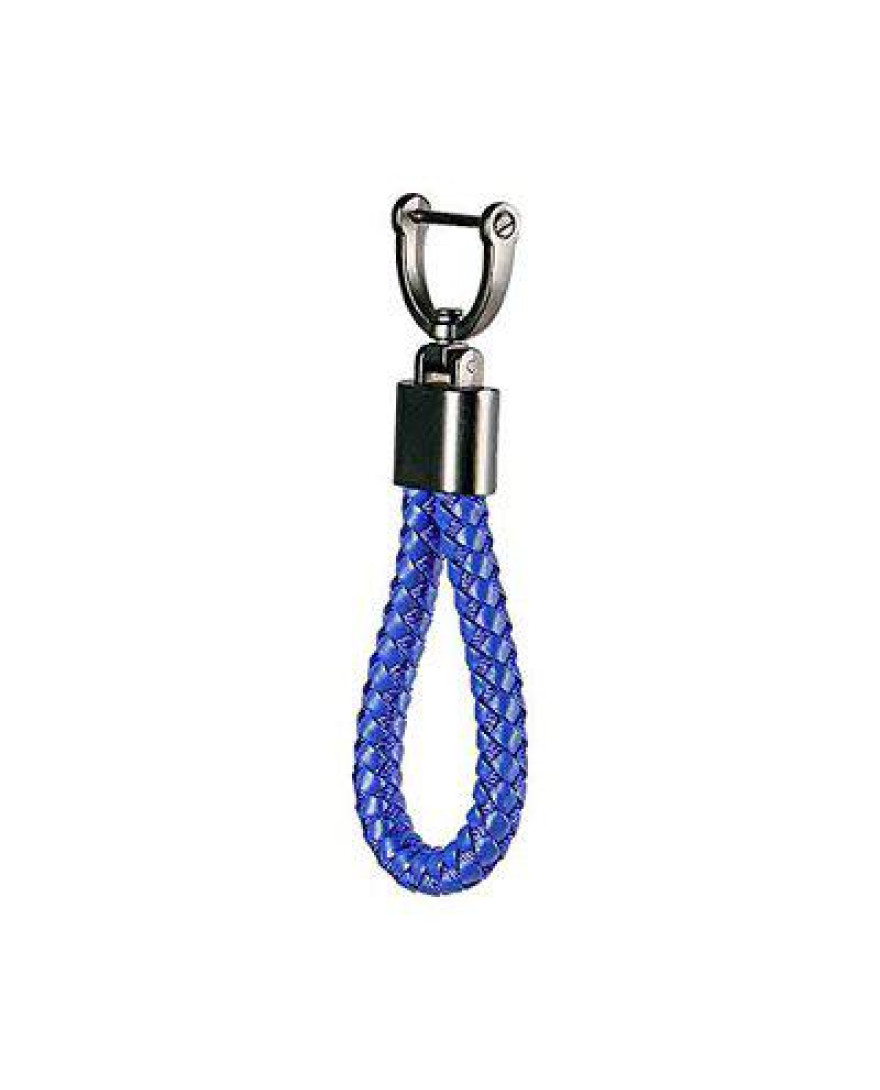 Keycare Universal car Key Holder Handwoven Leather Thread Key Chain Keyring Blue | Style01