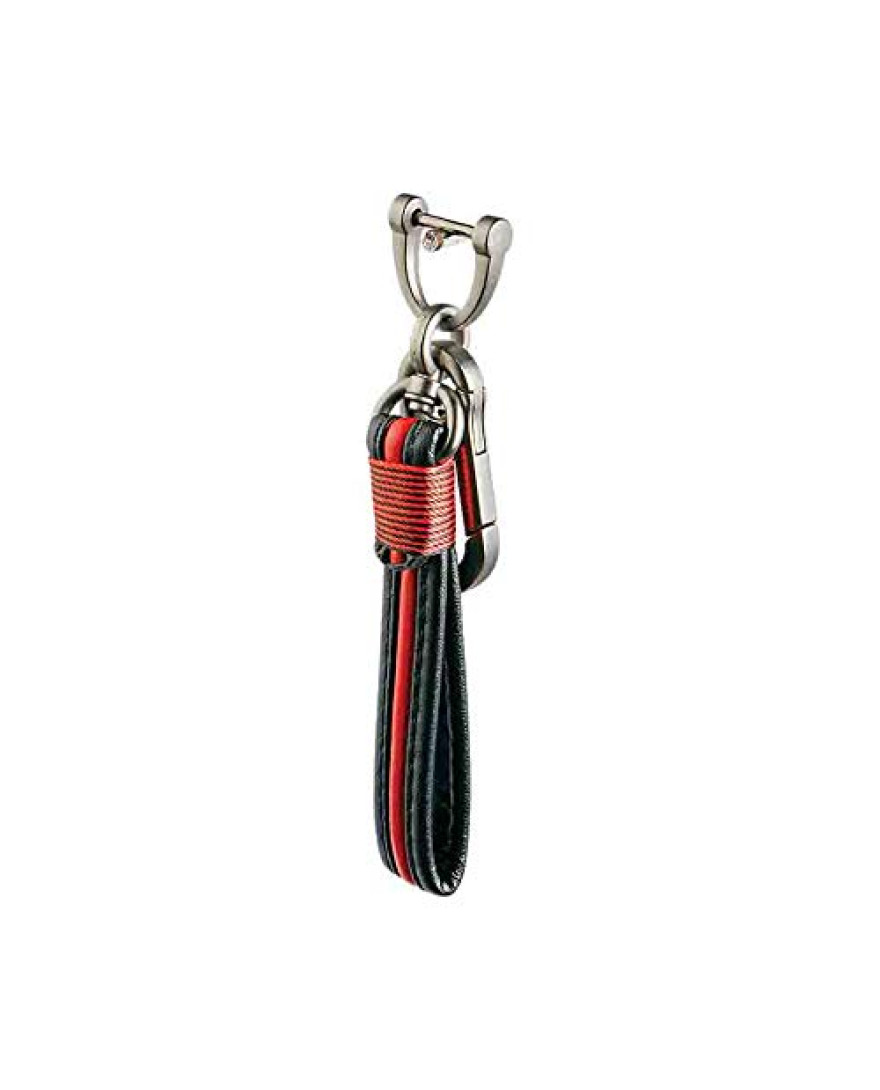 Keycare Universal car Key Holder Rope Leather Key Chain Keyring | Red Black | Style02