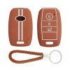Key Care KLC 61 Silicon Car Key Cover Fit for KIA Sonet 2020, Seltos 2020+ | Brown