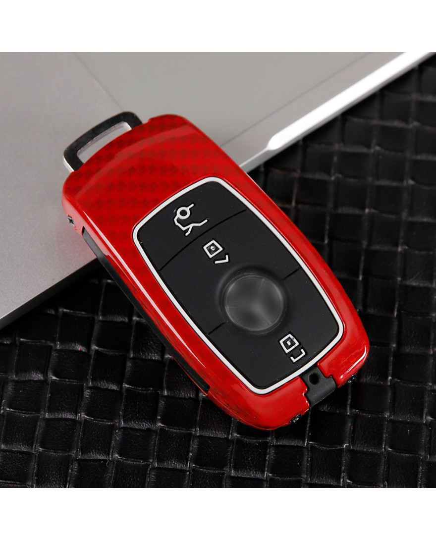 Keycare Premium Metal Alloy Key Case for Mercedes Benz E/S/M CLASS | Metal BEN 1 | Red