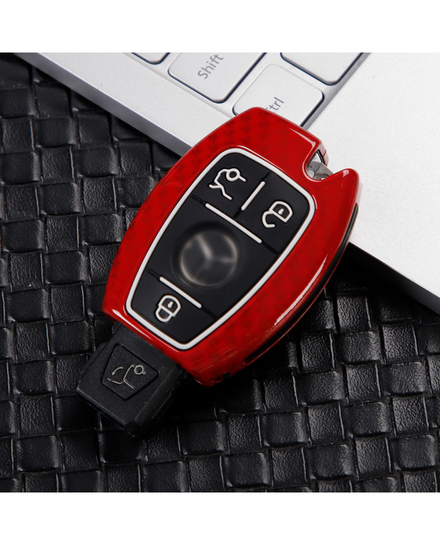 Keycare Premium Metal Alloy Key Case for Mercedes Benz E/S/M CLASS | Metal BEN 2 | Red