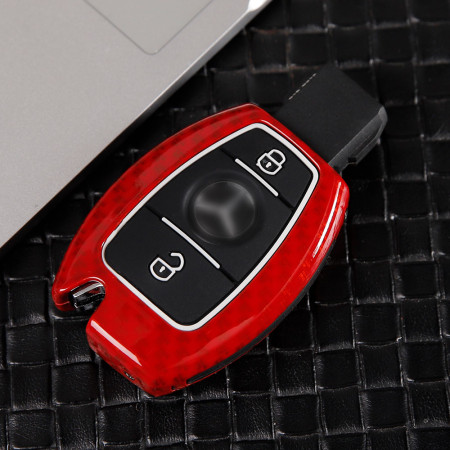 Keycare Premium Metal Alloy Key Case for Mercedes Benz E/S/M CLASS | Metal BEN 3 | Red