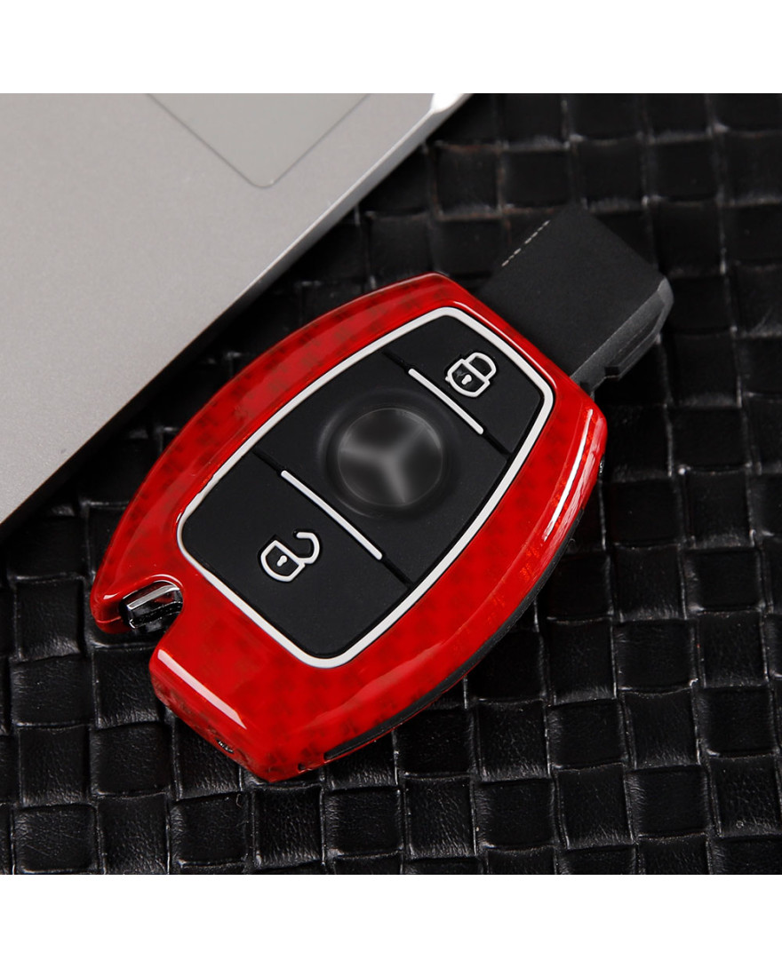 Keycare Premium Metal Alloy Key Case for Mercedes Benz E/S/M CLASS | Metal BEN 3 | Red