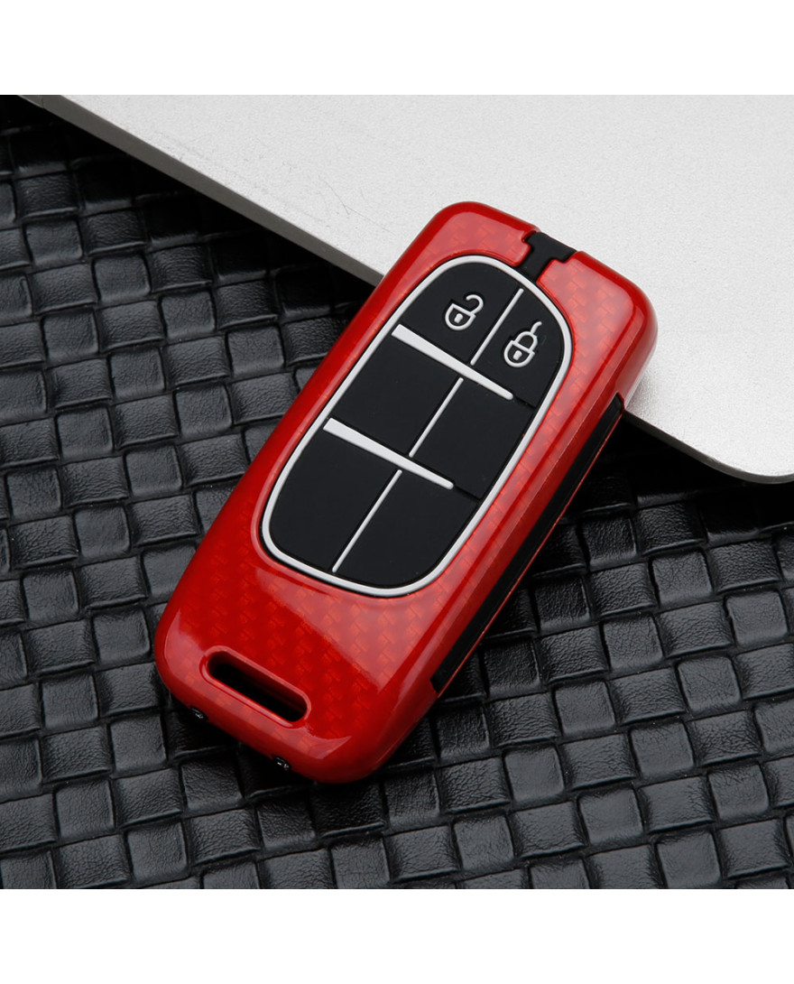 Keycare Premium Metal Alloy Key Case for Jeep COMPASS | Metal JEE 1 | Red