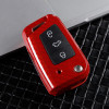 Keycare Premium Metal Alloy Key Case for VW And Skoda NEW OCTAVIA, TIGUAN, PASSAT, KODIAQ | Metal VW 2 | Red