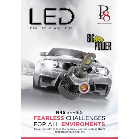 P8 N45 Dual Beam LED Headlight Bulbs | 45W x 2 | High Brightness Automotive Light Upgrade | 5500K | WHITE P8 N45 Dual Beam LED Headlight Bulbs | 45W x 2 | High Brightness Automotive Light Upgrade | 5500K | WHITE