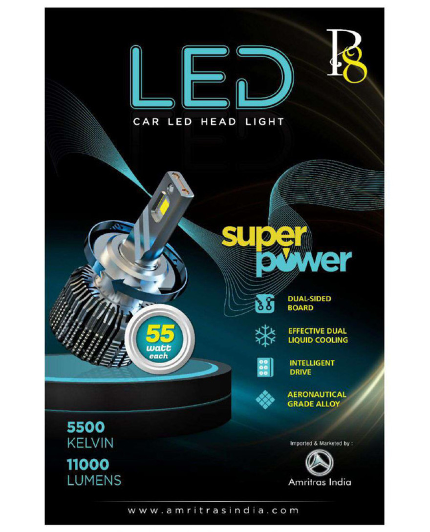 P8 N55 Dual Beam LED Headlight Bulbs | 55W x 2 | High Brightness Automotive Light Upgrade | 5500K | WHITE