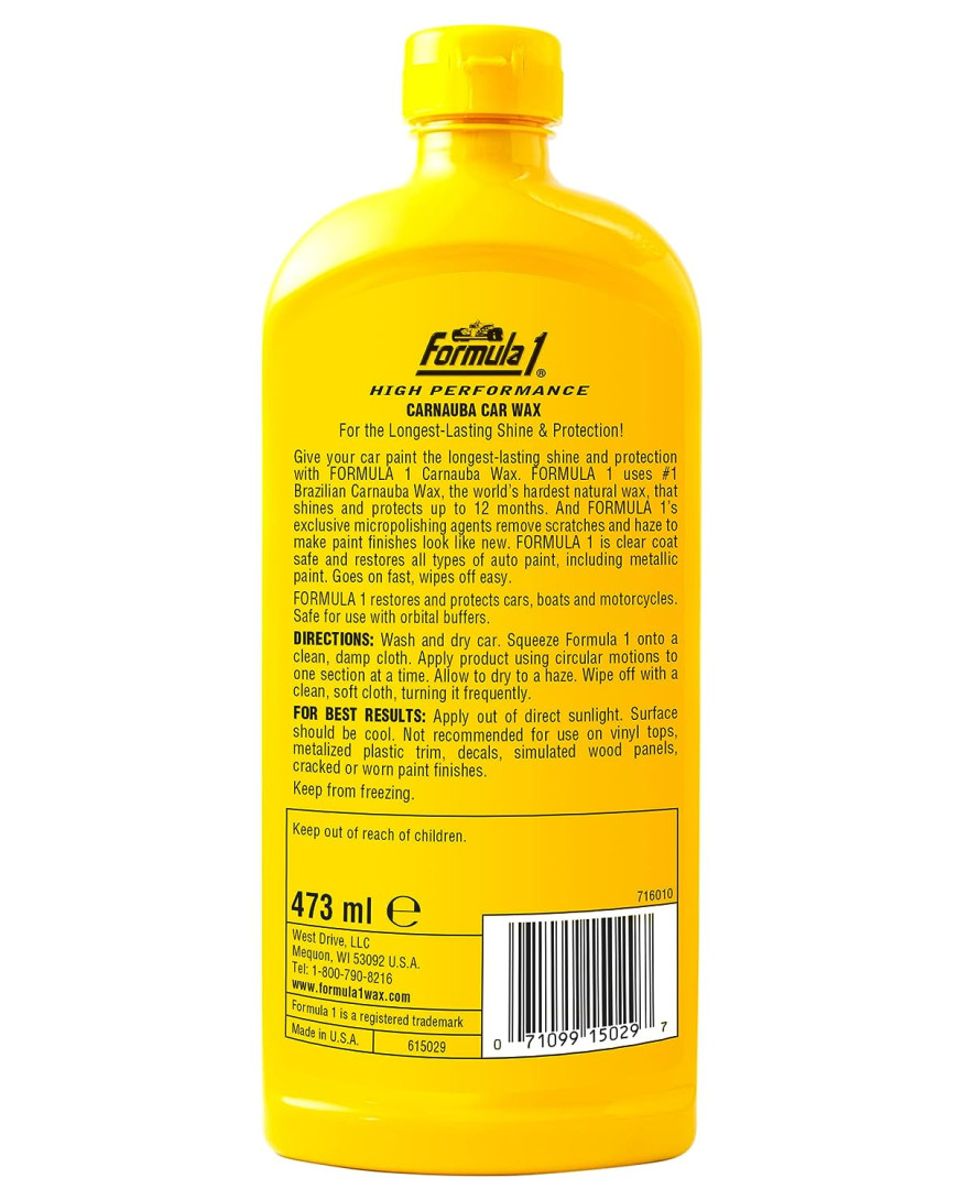 Formula 1 Carnauba Liquid Wax | 473 ml | 615029 | Made in USA