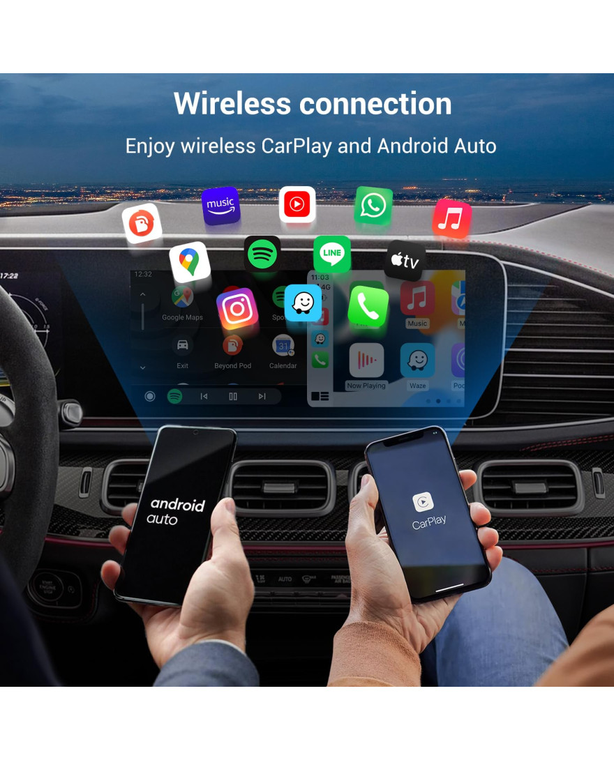 Langruige MX Wireless CarPlay & Android Auto Adapter with AirPlay - 2024's newest masterpiece, Plug & Play, OTA-Upgrade, Quick Change Mode