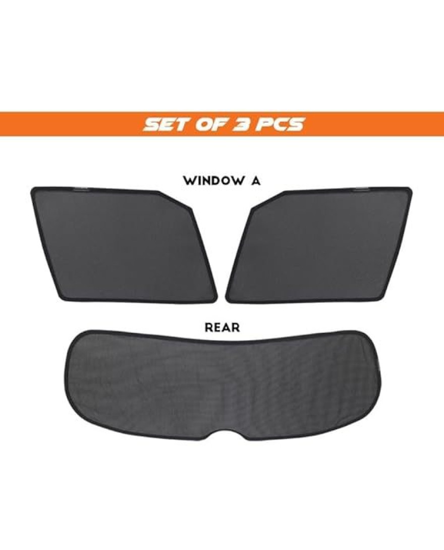 NSV LASER SHADES Compatible for Hyundai Creta | Magnetic Sun Shades/Curtains Set of 3 pcs | Window A And Rear | Suitable for Creta 2020 Onwards