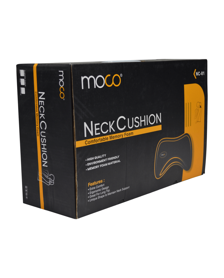 moco NC 01 | Memory Foam Neck Support Pillow Headrest Pillow for Car Seat Orthopedic Design Neckrest Cushion Support Neck N Shoulder in Long Travel | Black