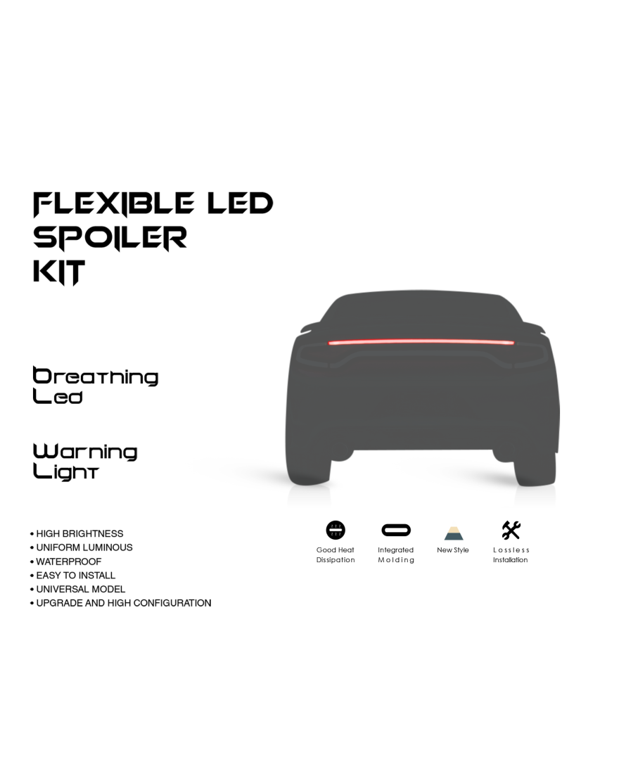 moco SL-01 | Flexible LED Spoiler Kit with Breathing LED (Black/Carbon Black/White)
