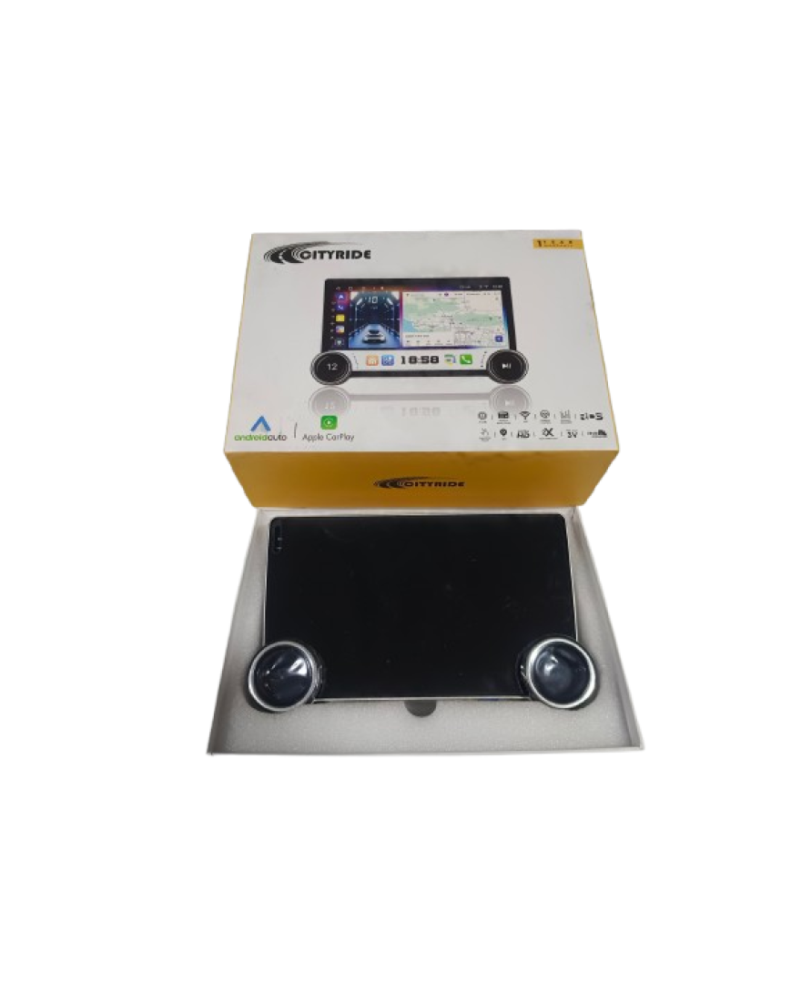 Cityride Dual Knob 10.1 Inch 2K FHD Car Android Player 4GB/32 GB ROM/Wireless Apple Car Play/Wireless Android Auto