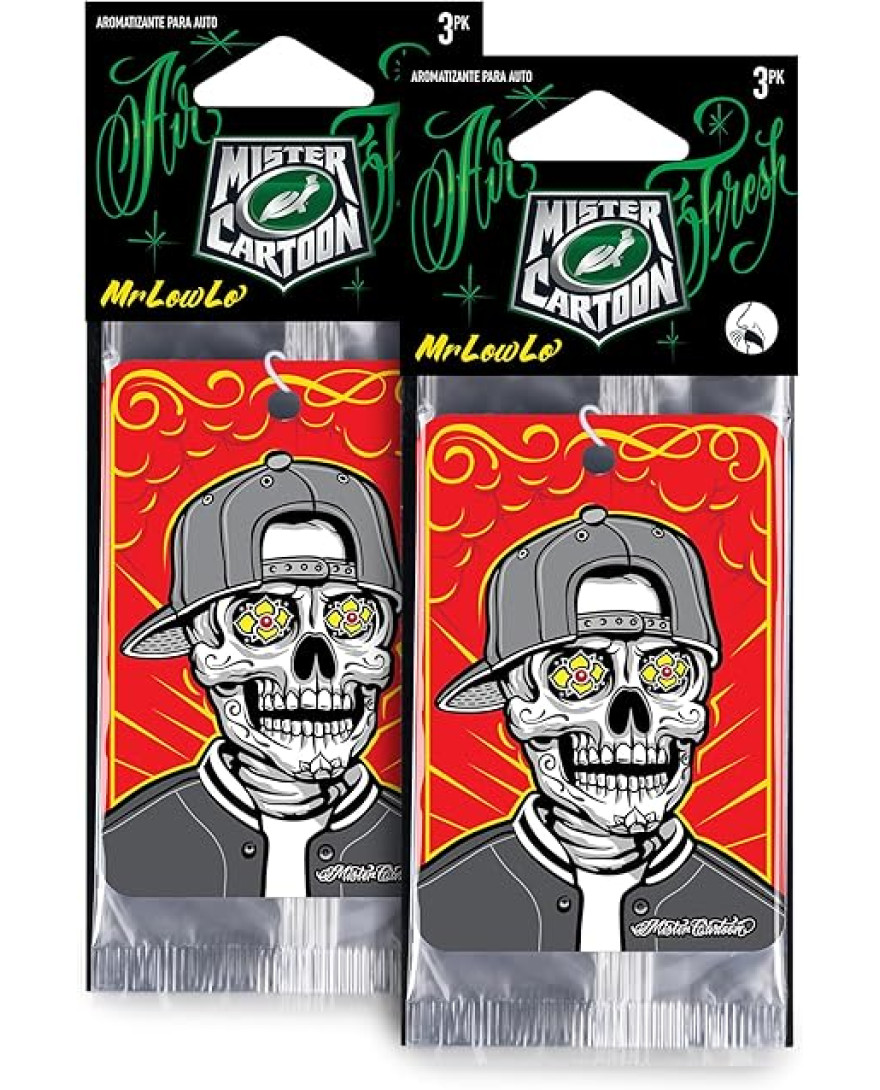Turtle Wax X Mister Cartoon Air Fresh Odor Neutralizing Hanging Paper Air Freshener, Long Lasting, for Car And Home , Smile Now Cry Later Fragrance | Pack of 3