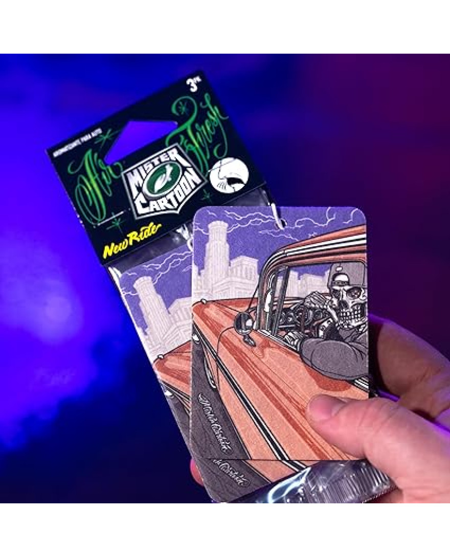 Turtle Wax X Mister Cartoon Air Fresh Odor Neutralizing Hanging Paper Air Freshener, Long Lasting, for Car And Home New Ride Fragrance | Pack of 3