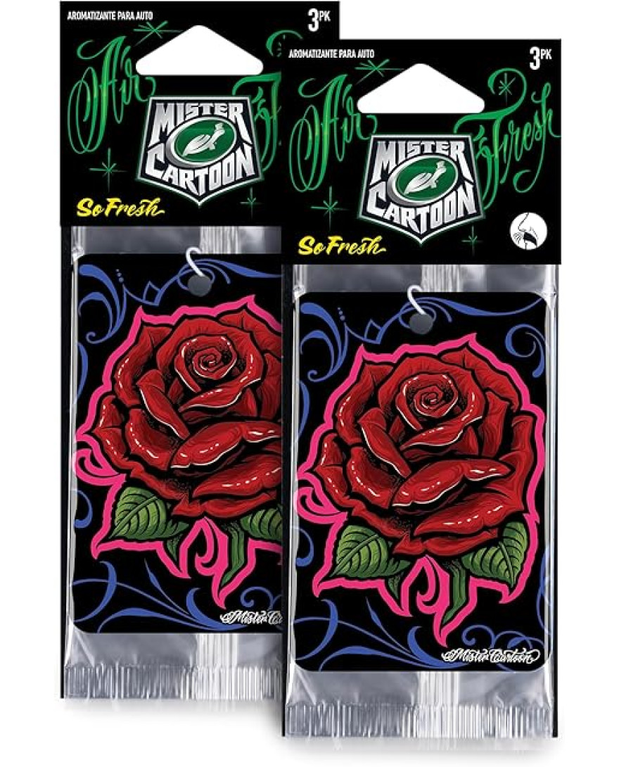 Turtle Wax X Mister Cartoon Air Fresh Odor Neutralizing Hanging Paper Air Freshener, Long Lasting, for Car And Home,So Fresh Fragrance | Pack of 3