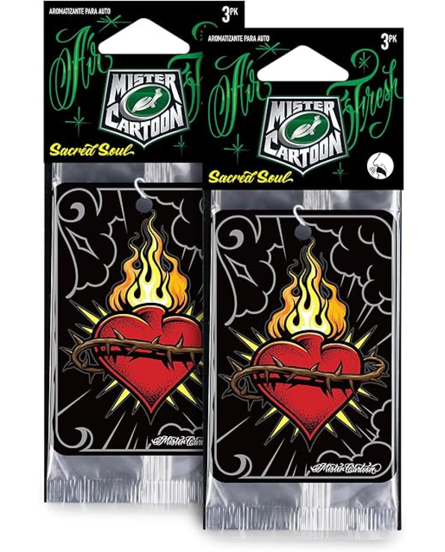 Turtle Wax X Mister Cartoon Air Fresh Odor Neutralizing Hanging Paper Air Freshener Sacred Soul Fragrance | Pack of 3