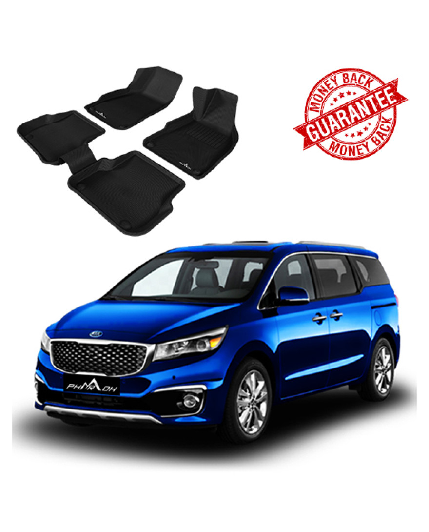 3D PHARAOH KIA CARNIVAL 3 ROWS Car Floor Mats | Custom Fit, All-Weather, Non-Slip, Odorless, Eco-Friendly | 4 PCS