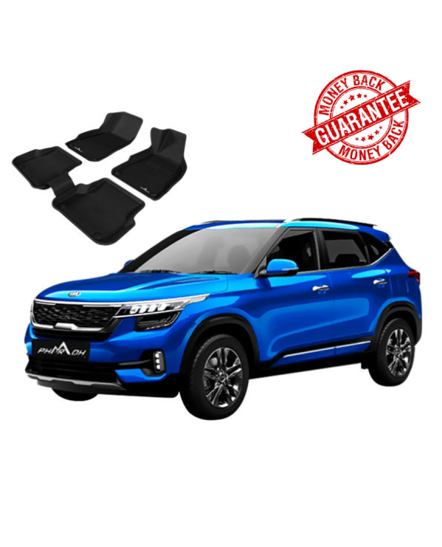 3D PHARAOH KIA SELTOS Car Floor Mats | Custom Fit, All-Weather, Non-Slip, Odorless, Eco-Friendly | 3 PCS