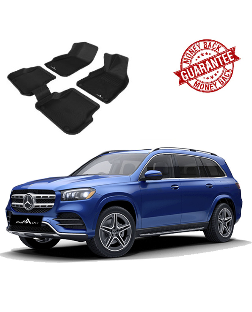 3D PHARAOH MERCEDES BENZ GLS 3 ROWS Car Floor Mats | Custom Fit, All-Weather, Non-Slip, Odorless, Eco-Friendly | 4 PCS