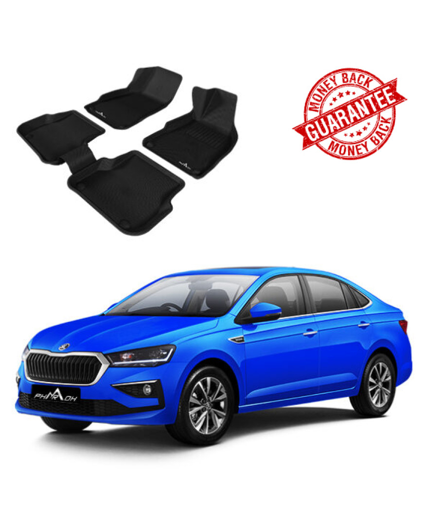 3D PHARAOH SKODA SLAVIA  Car Floor Mats | Custom Fit, All-Weather, Non-Slip, Odorless, Eco-Friendly | 3 PCS