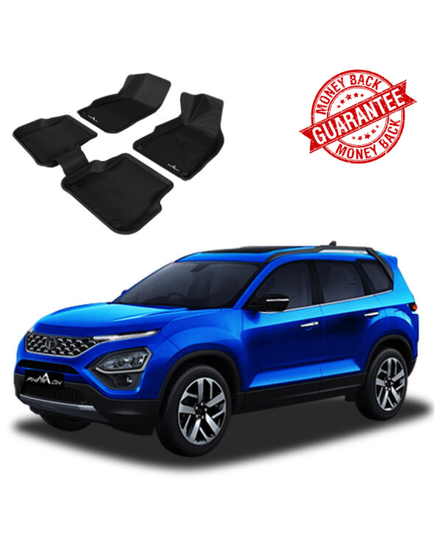 3D PHARAOH TATA SAFARI MANUAL 3 ROWS Car Floor Mats | Custom Fit, All-Weather, Non-Slip, Odorless, Eco-Friendly | 4 PCS