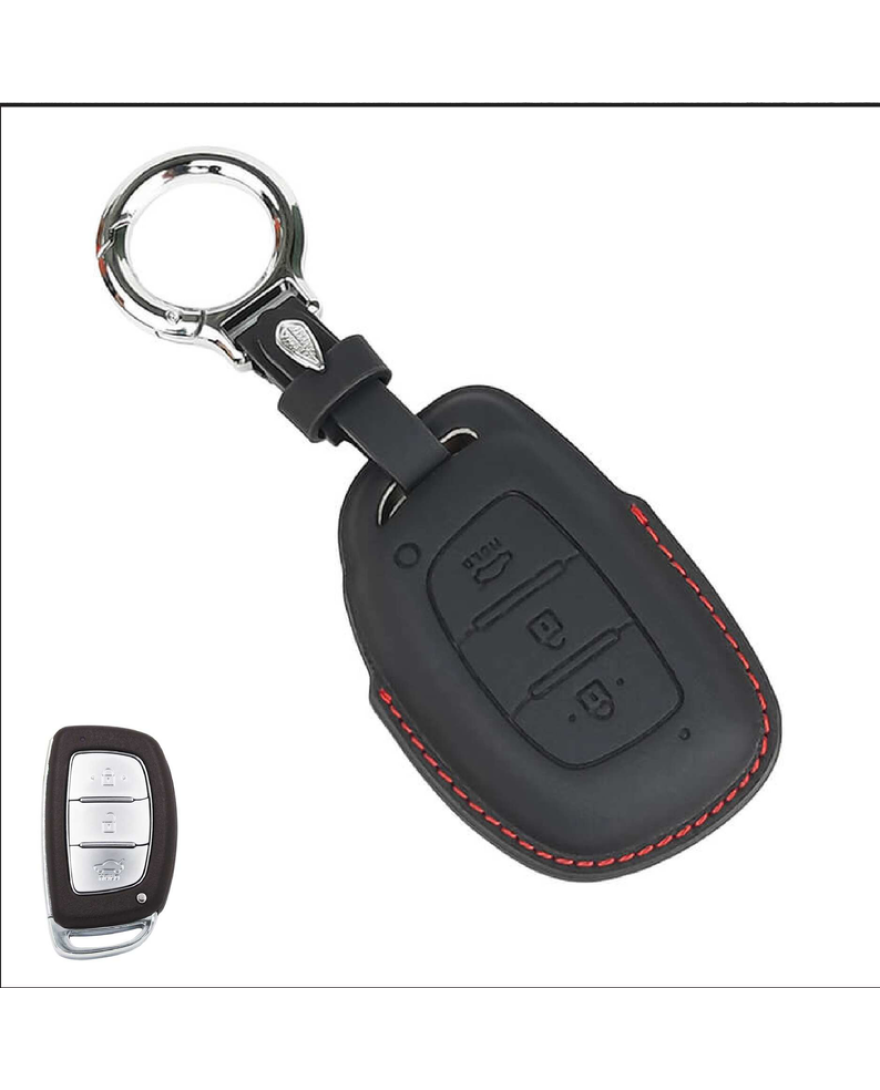 KeyCare PU 3D Hyundai Pure Vegan Leather Series Key Cover With Key Chain 07