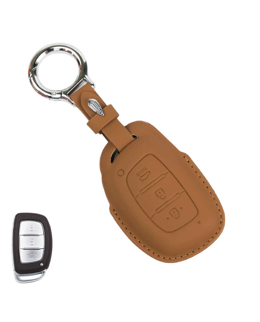 KeyCare PU 3D Hyundai Pure Vegan Leather Series Key Cover With Key Chain 07