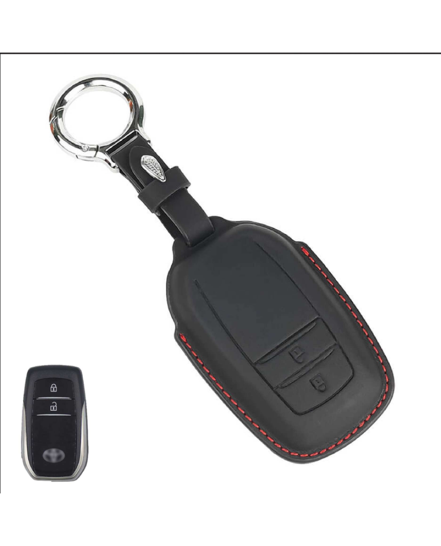 KeyCare PU 3D Toyota 2 Button Pure Vegan Leather Series Key Cover With Key Chain 18