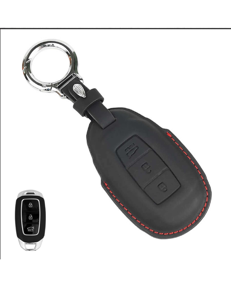 KeyCare PU 3D Hyundai Pure Vegan Leather Series Key Cover With Key Chain 41