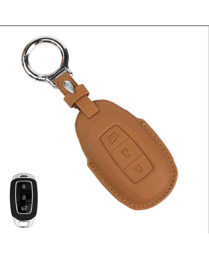 KeyCare PU 3D Hyundai Pure Vegan Leather Series Key Cover With Key Chain 41