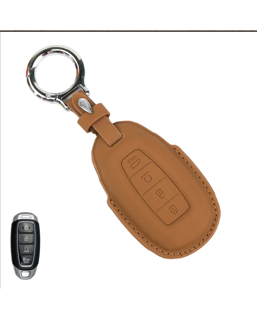 KeyCare PU 3D Hyundai Pure Vegan Leather Series Key Cover With Key Chain 60