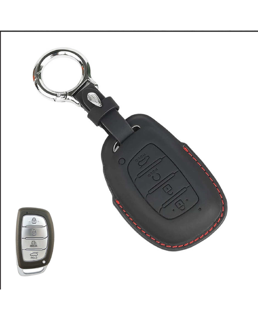 KeyCare PU 3D Hyundai Pure Vegan Leather Series Key Cover With Key Chain 67