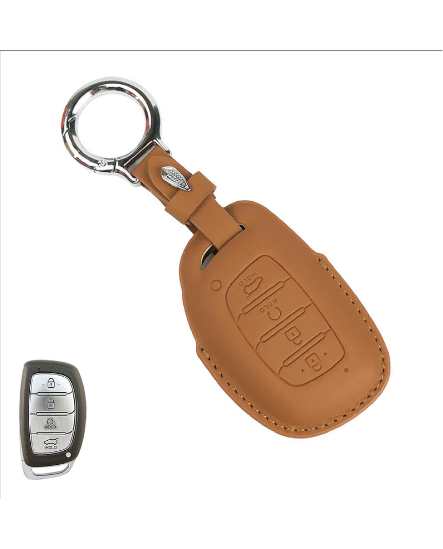 KeyCare PU 3D Hyundai Pure Vegan Leather Series Key Cover With Key Chain 67