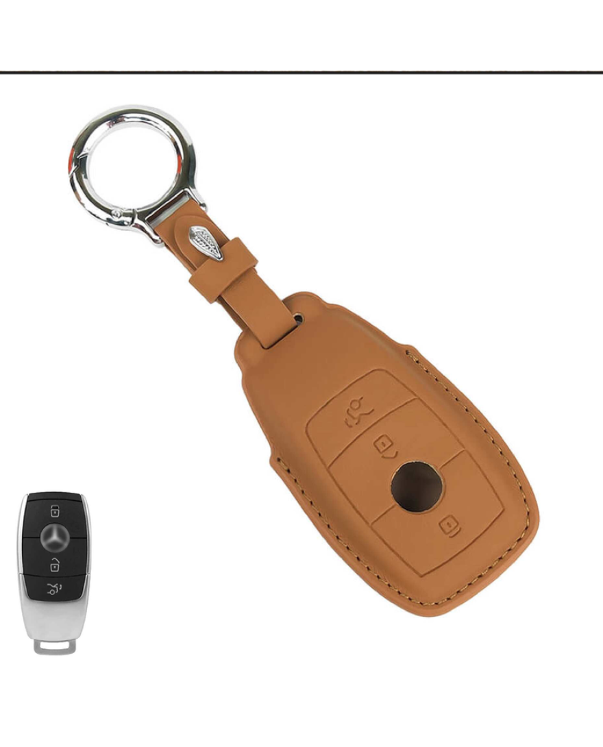 KeyCare PU 3D Mercedes Benz Pure Vegan Leather Series Key Cover With Key Chain 70