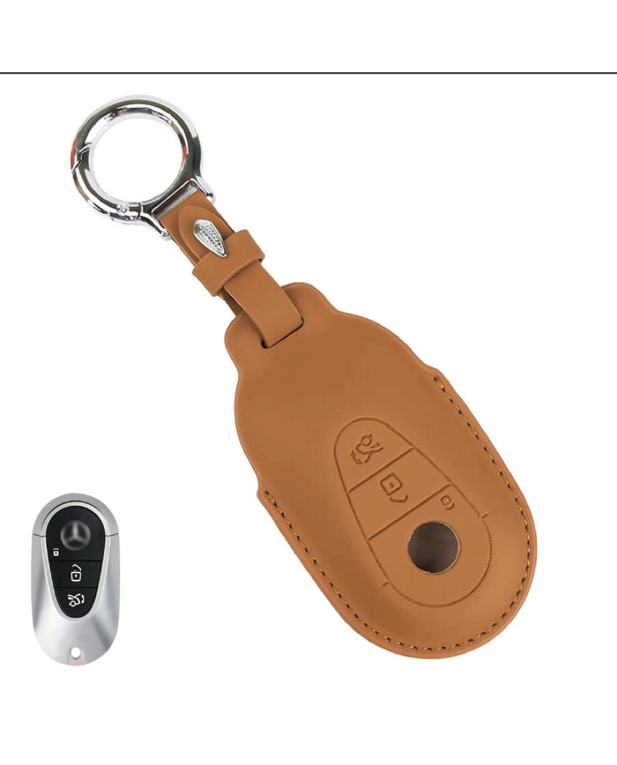 KeyCare PU 3D Mercedes Benz Pure Vegan Leather Series Key Cover With Key Chain 71