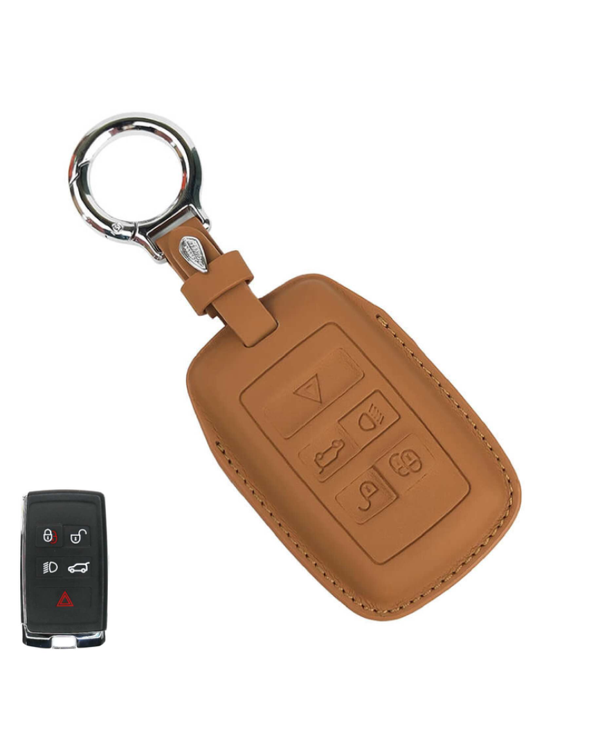 KeyCare PU 3D Jaguar Land Rover Pure Vegan Leather Series Key Cover With Key Chain 73