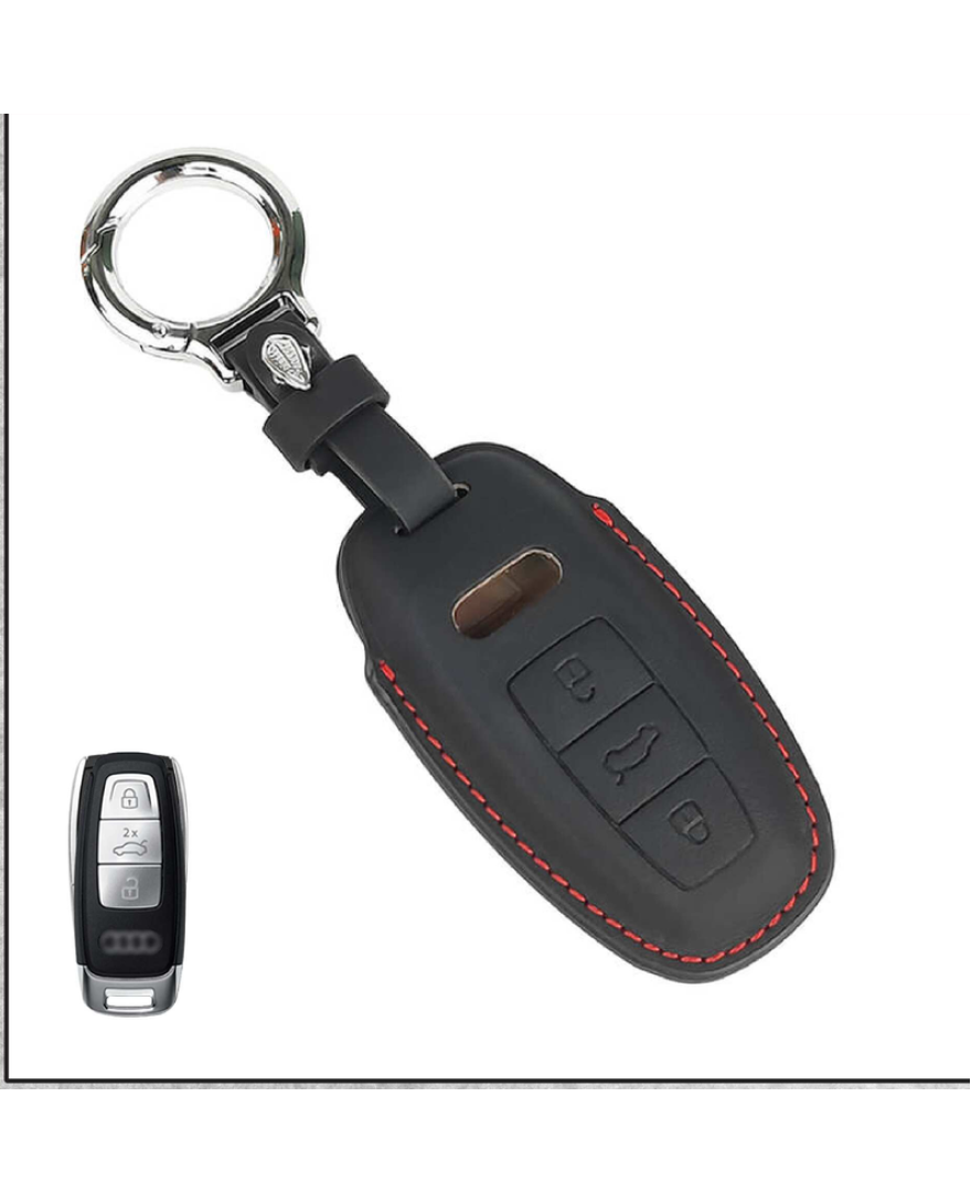 KeyCare PU 3D Audi Pure Vegan Leather Series Key Cover With Key Chain 82