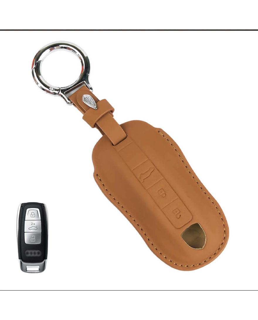 KeyCare PU 3D Audi Pure Vegan Leather Series Key Cover With Key Chain 82