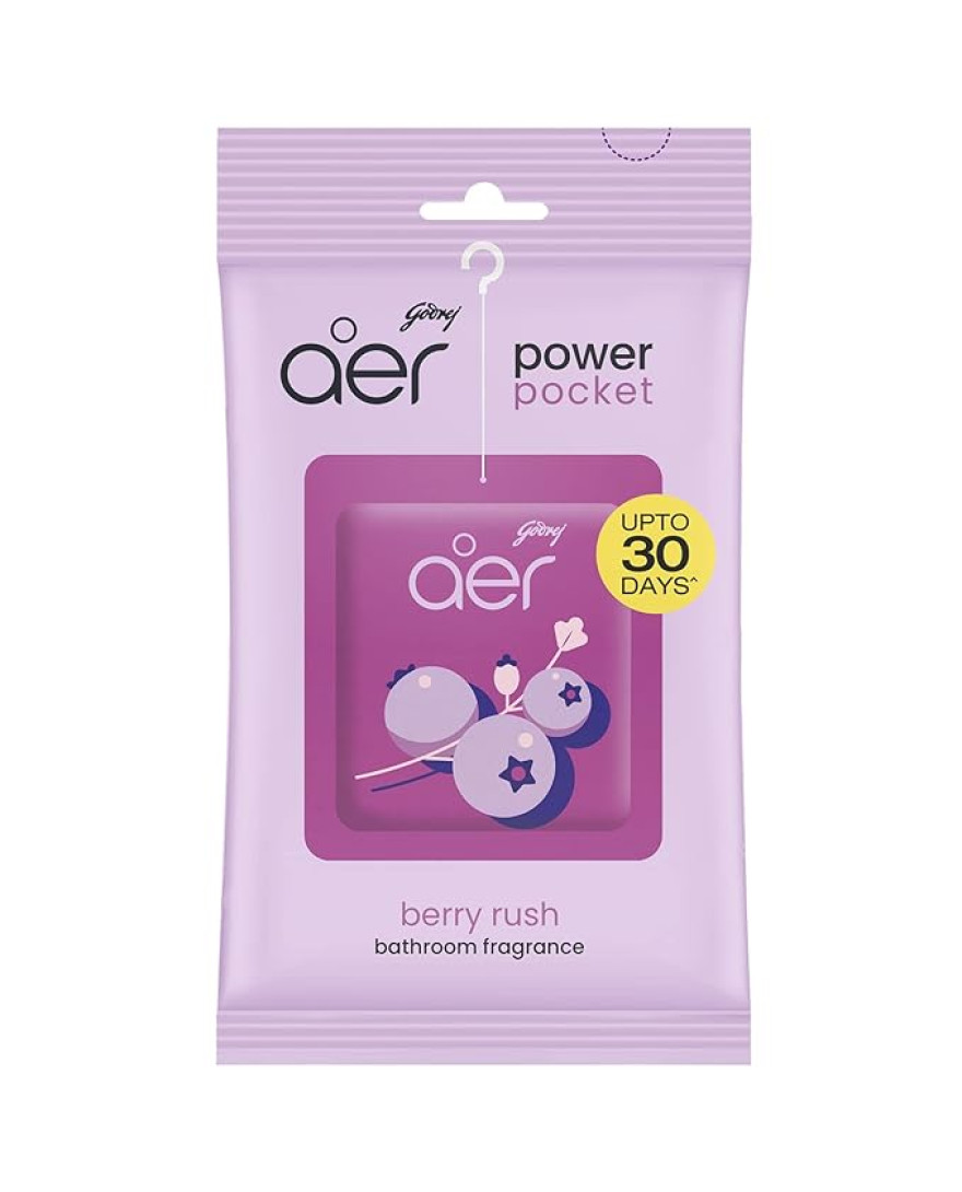 Godrej aer Power Pocket | Car And Bathroom freshener | Berry Rush | 10g | Lasts up to 30 days | Car Air freshener