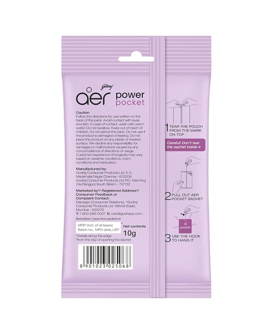 Godrej aer Power Pocket | Car And Bathroom freshener | Berry Rush | 10g | Lasts up to 30 days | Car Air freshener