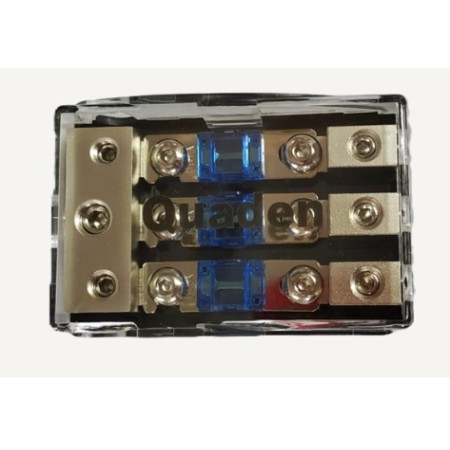 Quaden Distribution Block 3:3 with 60Amp Mini ANL Fuse | Zinc Allow Material | QDB-3x3-MANL60