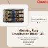 Quaden Distribution Block 3:3 with 60Amp Mini ANL Fuse | Zinc Allow Material | QDB-3x3-MANL60