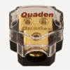 Quaden Copper Distribution Block 1*0GA in x 2*4GA out without Fuse | Real Gold Plated Finish | QDBCG-1x2-WOF