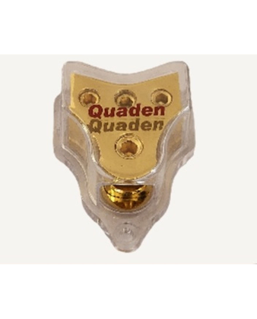 Quaden Copper Distribution Block 1*0/4GA in x 3*4/8GA out without Fuse | Real Gold Plated Finish | QDBCG-1x2-WOF