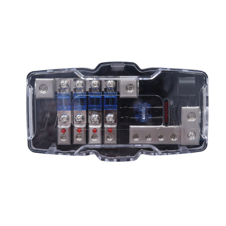 Quaden Distribution Block 2*4GA in x 4*8GA out with 60 amp Minil ANL fuse + 2*4GA in x 4*GAout with Fuse | QDB-DUAL