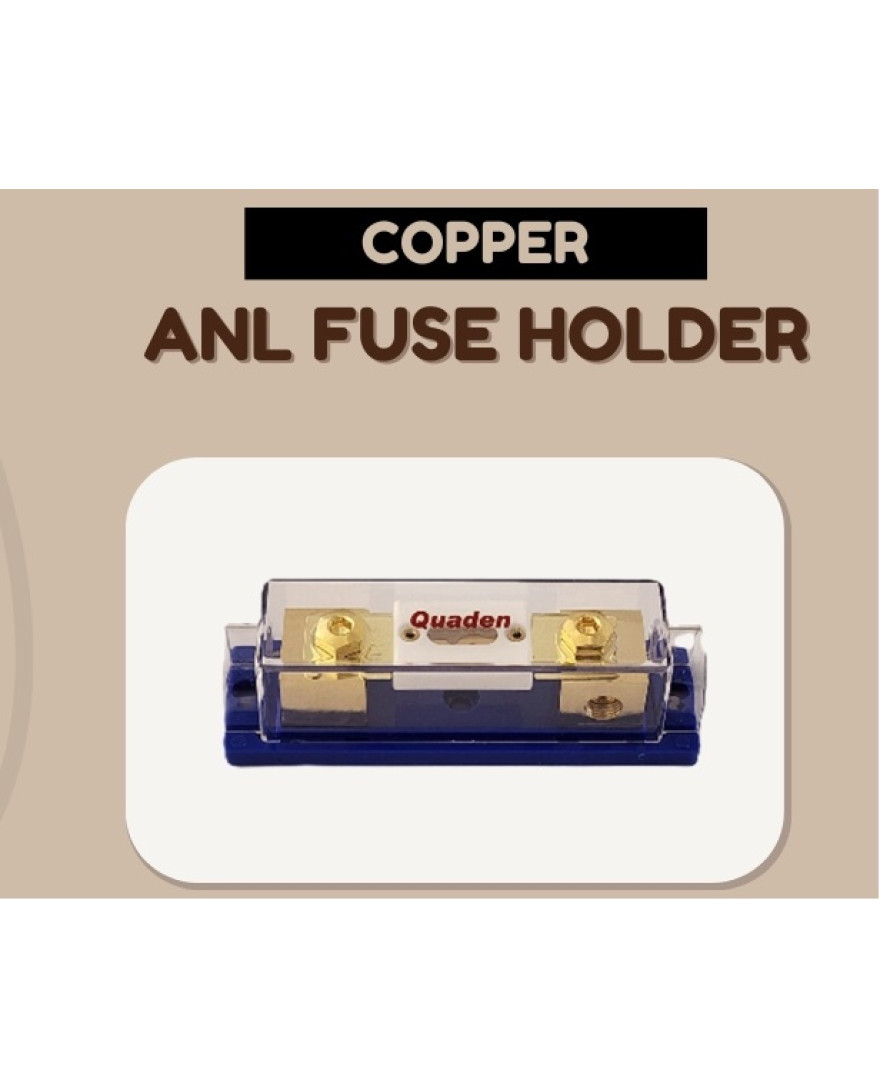 Quaden Copper 125A Mini Ceramic ANL Fuse Holder | Real Gold Plated Finish | QFHCG-CRANL125A